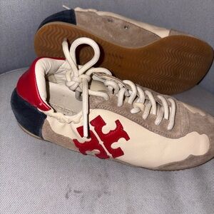Tory Burch Women's Cream and Red Sneakers